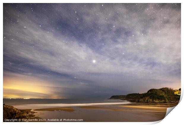 Caswell Bay on Gower in Wales at Night Print by Dan Santillo