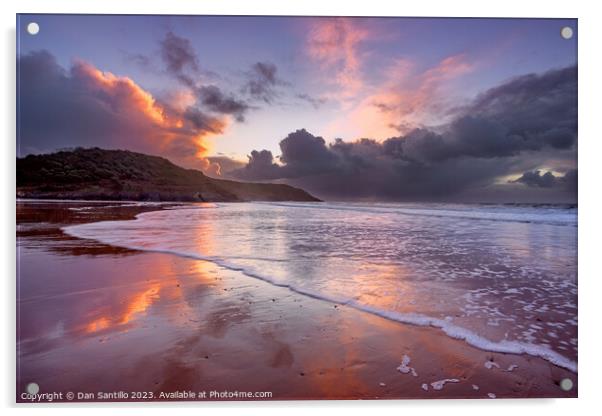 Caswell Bay Sunrise on Gower, Wales Acrylic by Dan Santillo