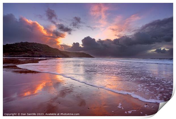 Caswell Bay Sunrise on Gower, Wales Print by Dan Santillo