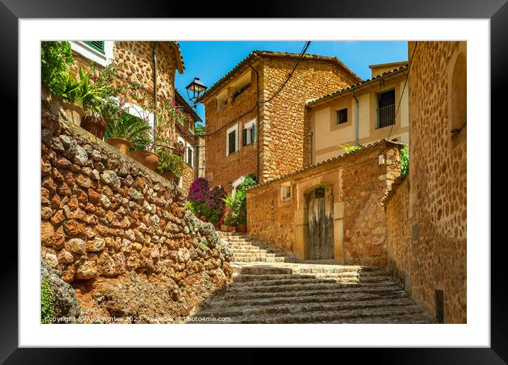 Fornalutx Mallorca Spain mediterranean mountain village Framed Mounted Print by Alex Winter