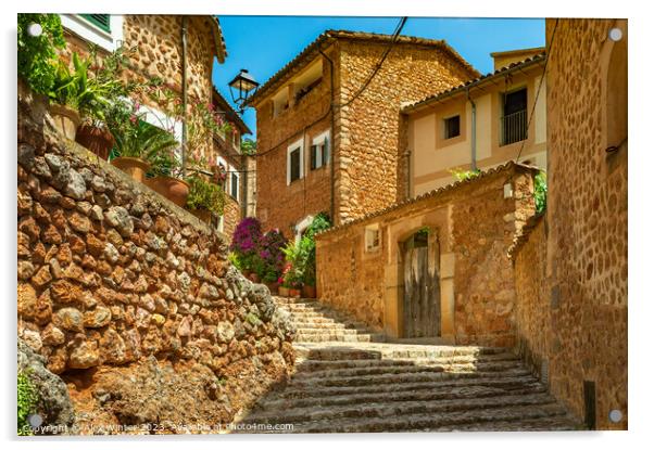 Fornalutx Mallorca Spain mediterranean mountain village Acrylic by Alex Winter