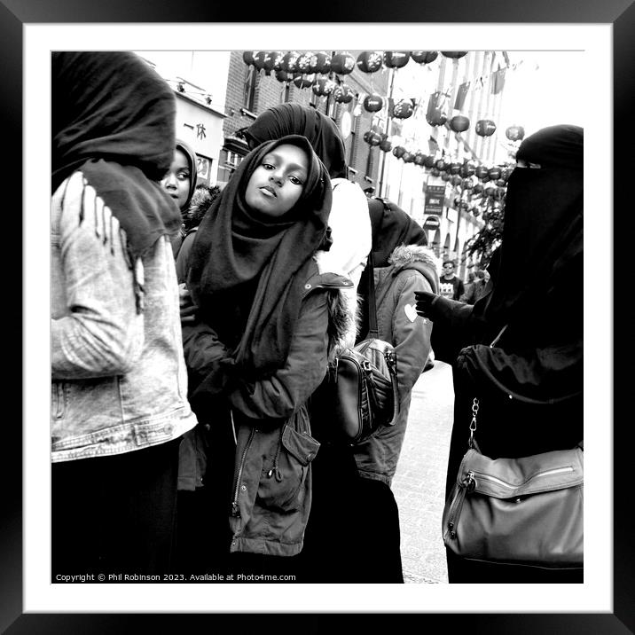 Muslim girls - Chinatown Framed Mounted Print by Phil Robinson