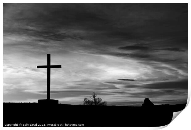 The Peaceful Monochrome Cross of St Benets Abbey Print by Sally Lloyd