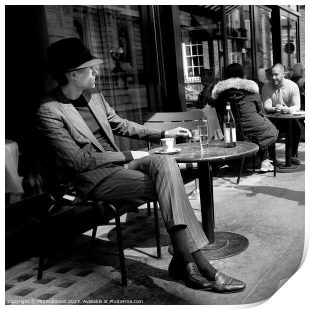 Café table London Print by Phil Robinson