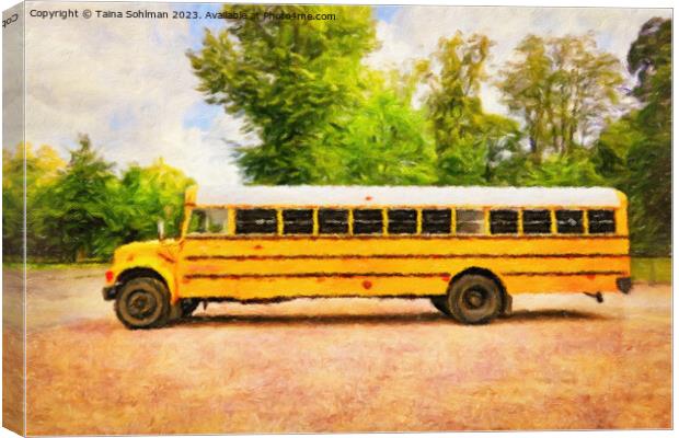 American Yellow School Bus Digital Art Canvas Print by Taina Sohlman