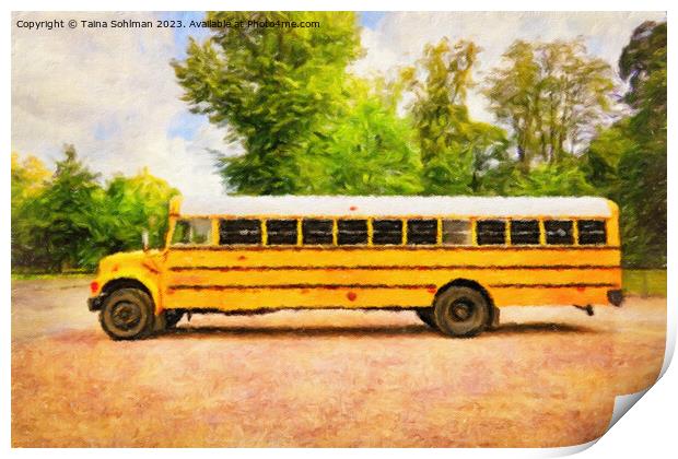 American Yellow School Bus Digital Art Print by Taina Sohlman