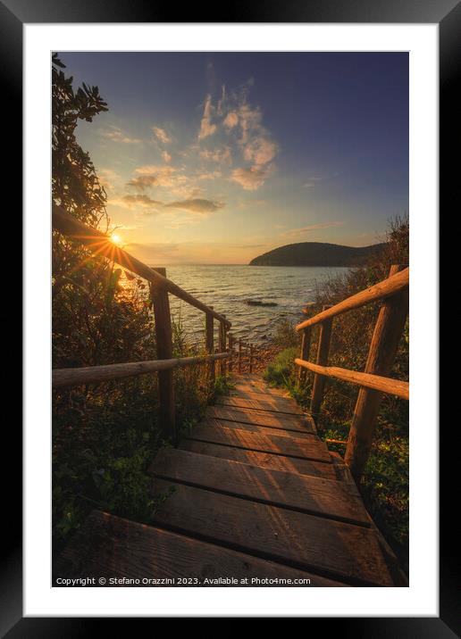 Descent to the sea in Cala Violina bay beach in Maremma, Tuscany Framed Mounted Print by Stefano Orazzini