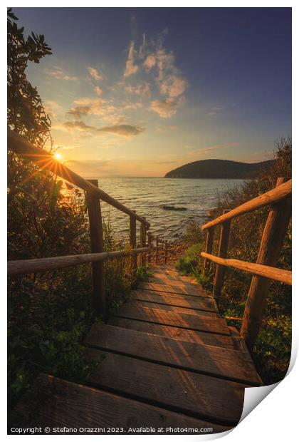 Descent to the sea in Cala Violina bay beach in Maremma, Tuscany Print by Stefano Orazzini