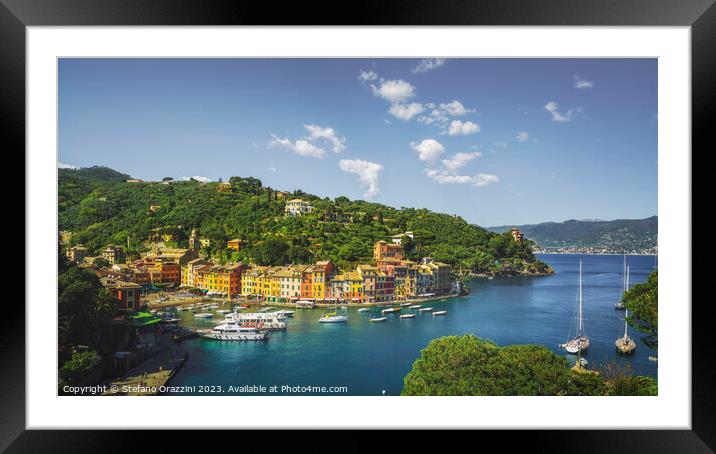 Portofino luxury travel destination, village and marina. Liguria Framed Mounted Print by Stefano Orazzini