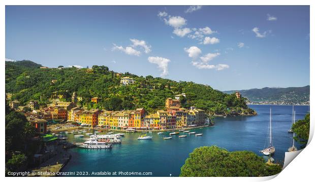 Portofino luxury travel destination, village and marina. Liguria Print by Stefano Orazzini