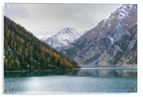 Alpine Lake Acrylic by Marco Mannucci