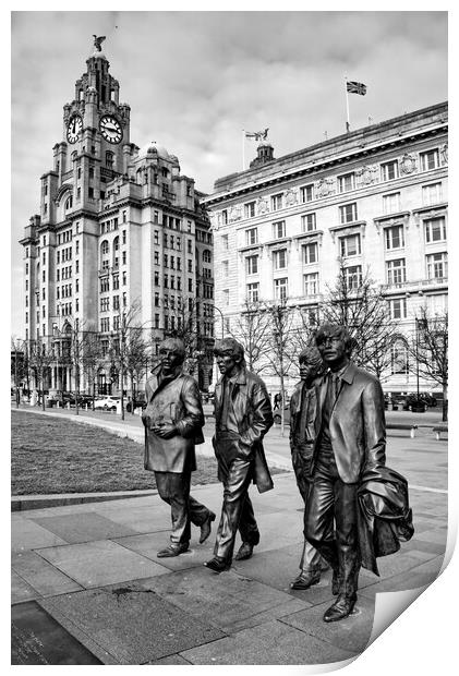 The Beatles Pier Head Liverpool Mono Print by Steve Smith