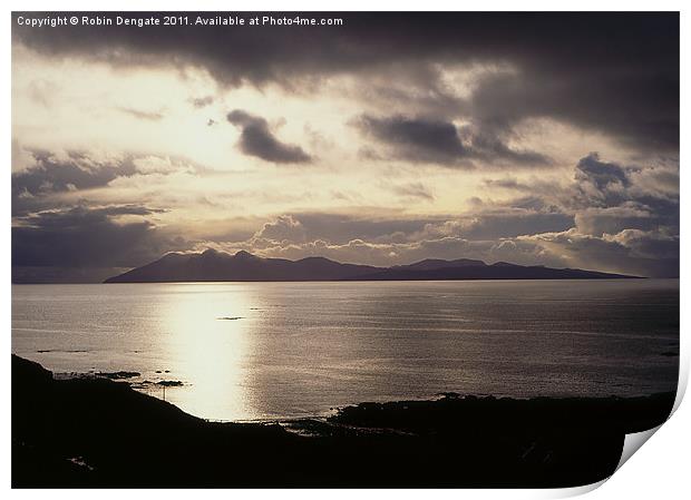 Sunset, Isle of Rhum, Scotland Print by Robin Dengate