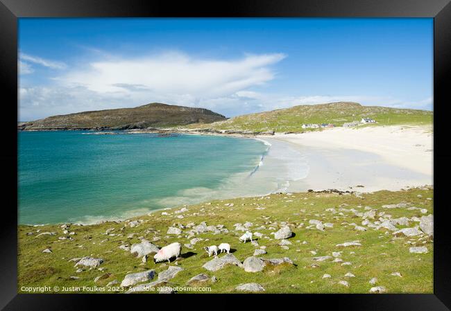 Hushinish beach, Isle of Harris, Outer Hebrides Framed Print by Justin Foulkes