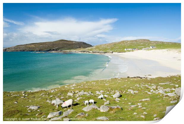 Hushinish beach, Isle of Harris, Outer Hebrides Print by Justin Foulkes