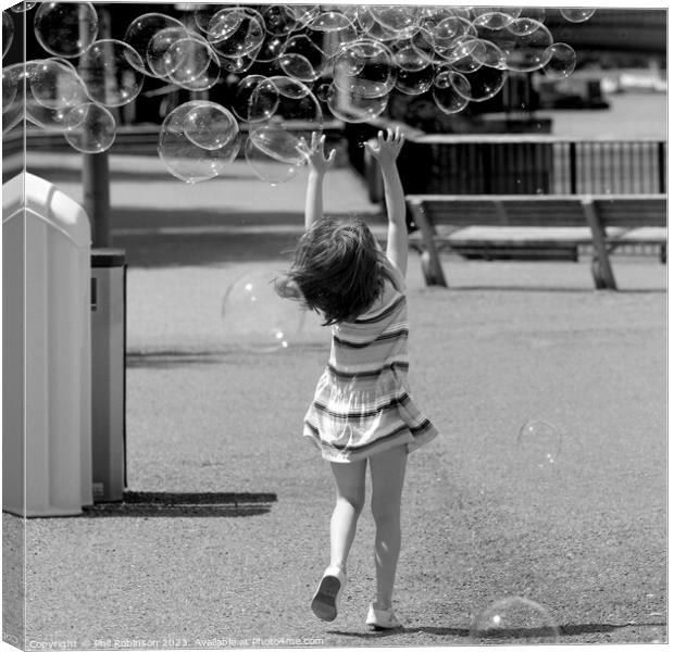 Girl and Bubbles Canvas Print by Phil Robinson
