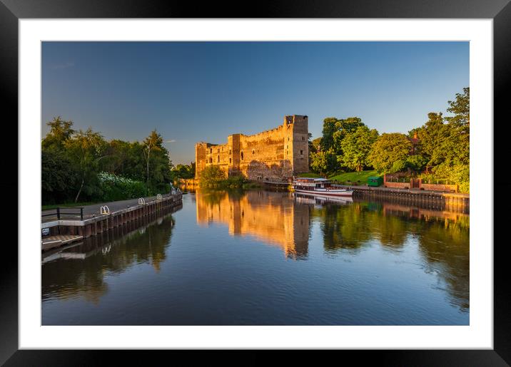 Newark Castle and the River Trent at Sunset Framed Mounted Print by David Ross