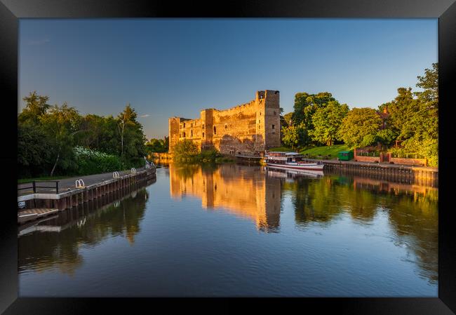 Newark Castle and the River Trent at Sunset Framed Print by David Ross