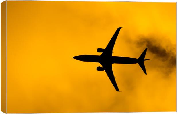 Aircraft Passenger take off  shot at sunset time  Canvas Print by nuttapong wannavijid