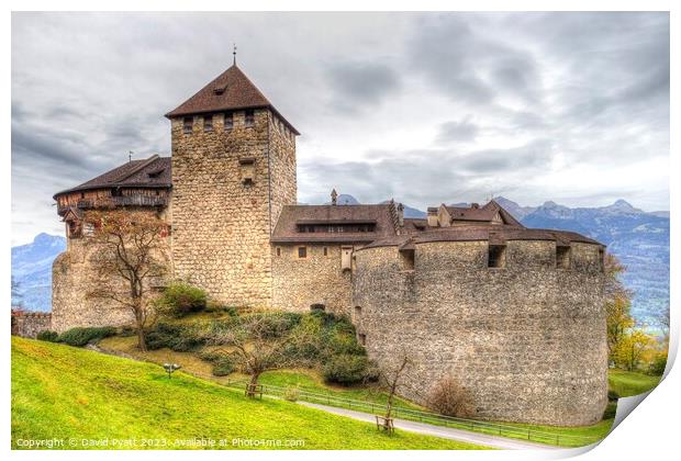 Medieval castle Liechtenstein  Print by David Pyatt