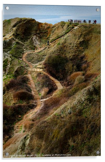 Steps to Man of War Bay, Dorset Coast Acrylic by Stuart Wyatt