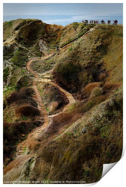 Steps to Man of War Bay, Dorset Coast Print by Stuart Wyatt