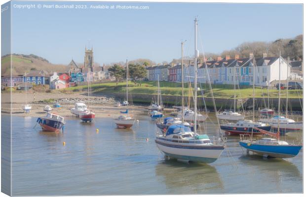 Boats in Aberaeron Harbour Ceredigion Canvas Print by Pearl Bucknall