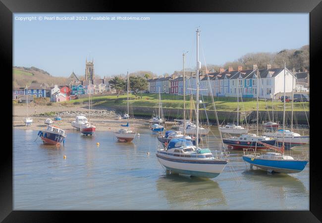Boats in Aberaeron Harbour Ceredigion Framed Print by Pearl Bucknall