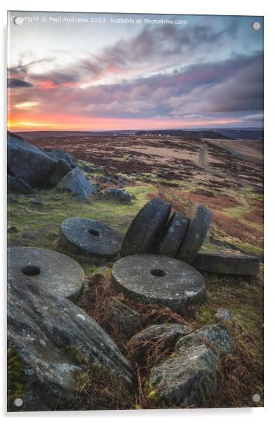 Stanage Millstones Acrylic by Paul Andrews