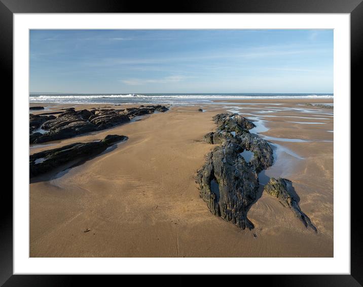 Craggy rocks and Tidal pools Framed Mounted Print by Tony Twyman