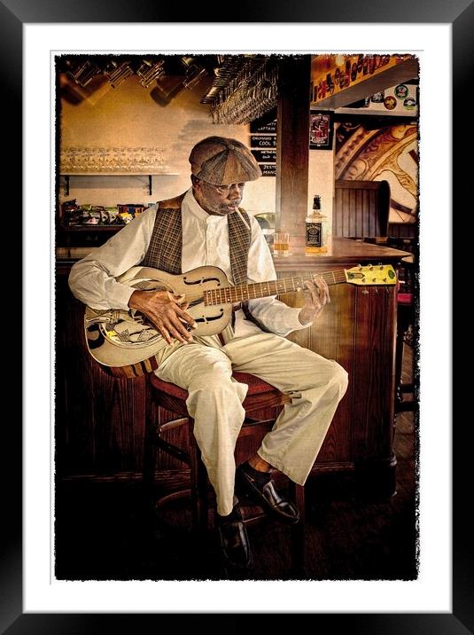 The Man Plays The Blues Framed Mounted Print by Marie Castagnoli