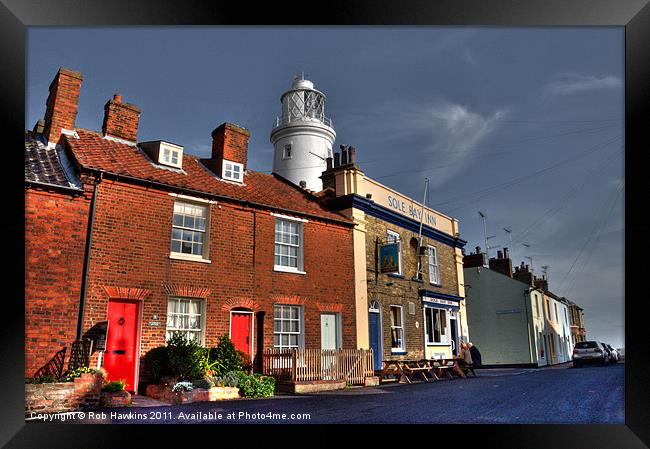 The Pub & the Lighthouse Framed Print by Rob Hawkins