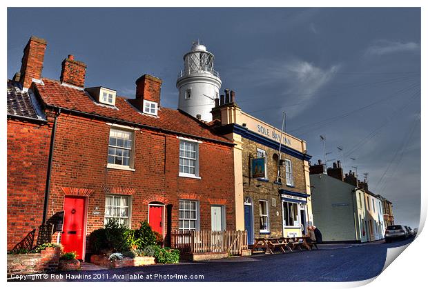The Pub & the Lighthouse Print by Rob Hawkins