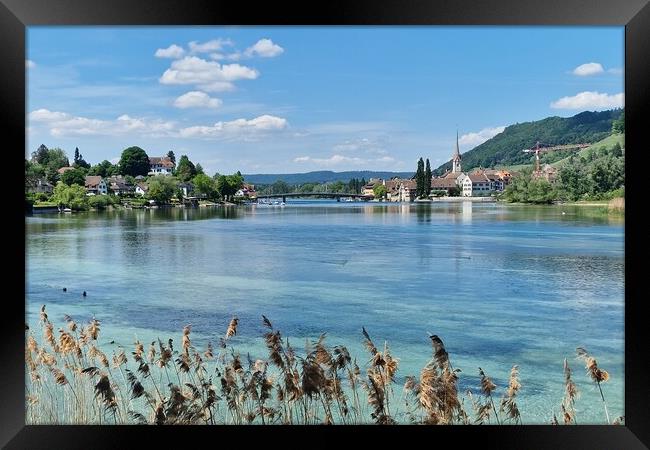Scenic view of the Rhine River in Stein Am Rhein, Schaffhausen, Switzerland Framed Print by Irena Chlubna