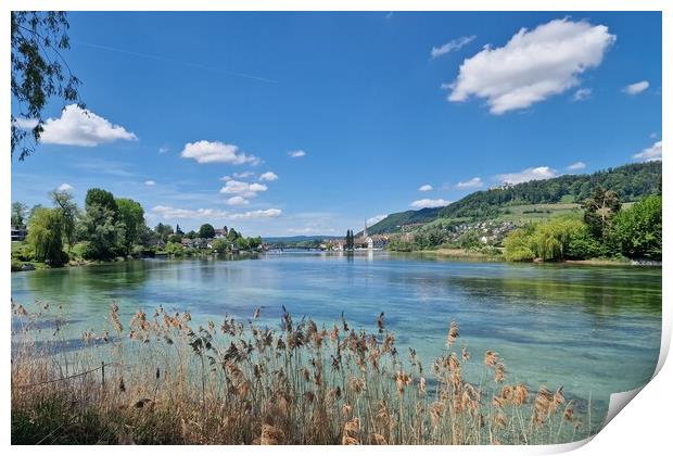 Scenic view of the Rhine River in Stein Am Rhein, Schaffhausen, Switzerland Print by Irena Chlubna
