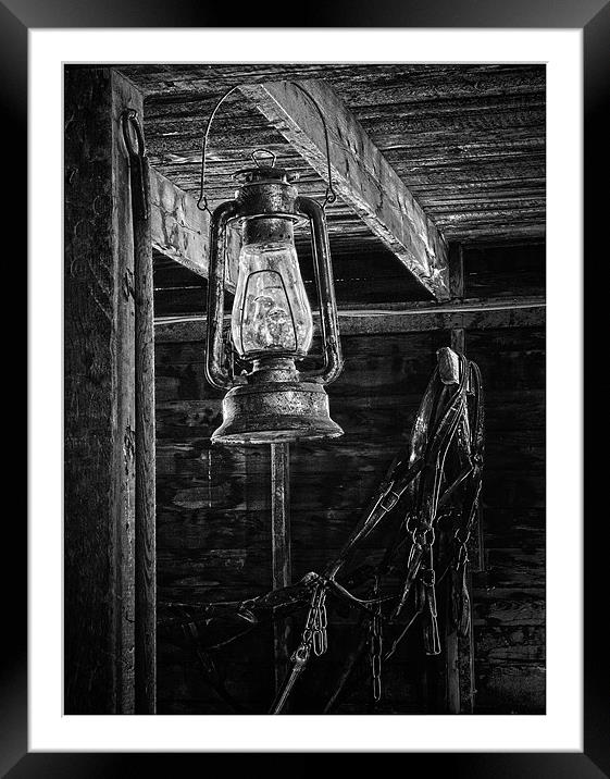 Lantern in the Barn Framed Mounted Print by Dennis Hirning