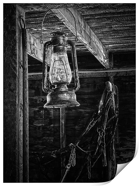 Lantern in the Barn Print by Dennis Hirning