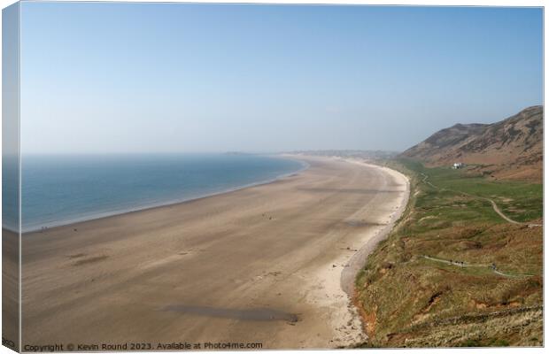 Rhossili beach Wales Canvas Print by Kevin Round