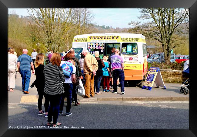 Queueing for ice cream. Framed Print by john hill