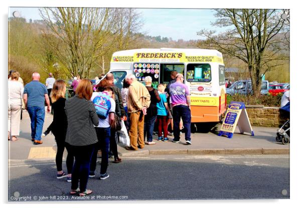 Queueing for ice cream. Acrylic by john hill