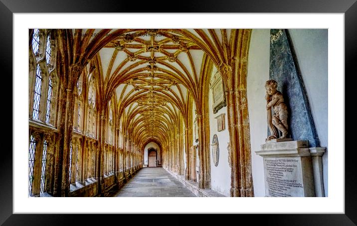 The Cloisters Wells Cathedral Framed Mounted Print by Peter F Hunt