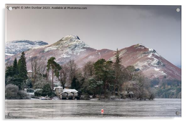 Winter on Derwent Water Acrylic by John Dunbar