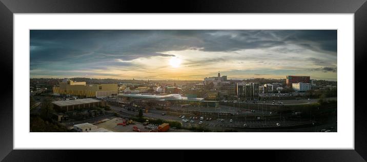 Barnsley Skyline Panorama Framed Mounted Print by Apollo Aerial Photography