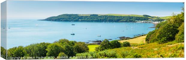 Cawsand Bay panorama, Cornwall  Canvas Print by Justin Foulkes