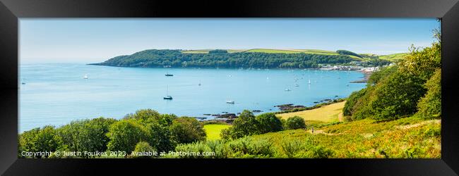 Cawsand Bay panorama, Cornwall  Framed Print by Justin Foulkes
