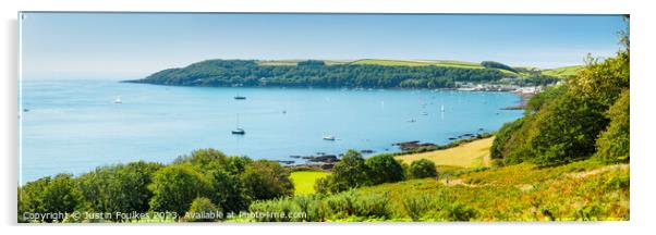 Cawsand Bay panorama, Cornwall  Acrylic by Justin Foulkes