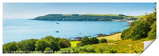 Cawsand Bay panorama, Cornwall  Print by Justin Foulkes