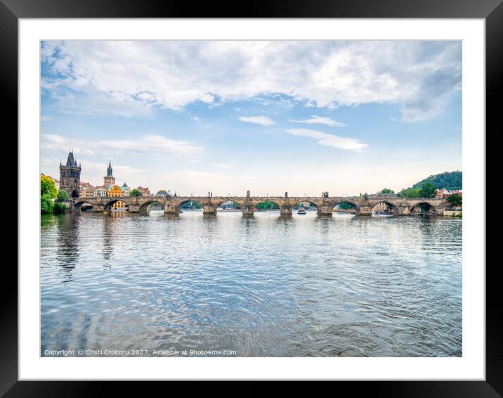 Charles Bridge over Vltava river in Prague. Framed Mounted Print by Cristi Croitoru