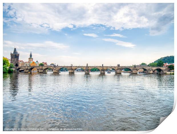 Charles Bridge over Vltava river in Prague. Print by Cristi Croitoru