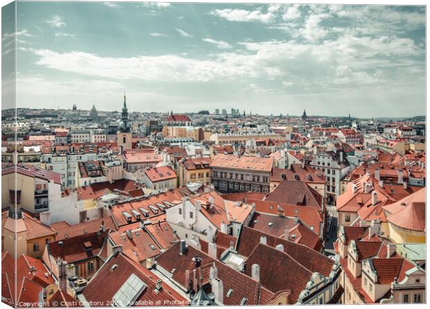 Aerial view with the city of Prague. Canvas Print by Cristi Croitoru